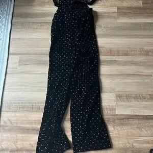 Sézane Julie Jumpsuit in Black Vlevet with Glitter